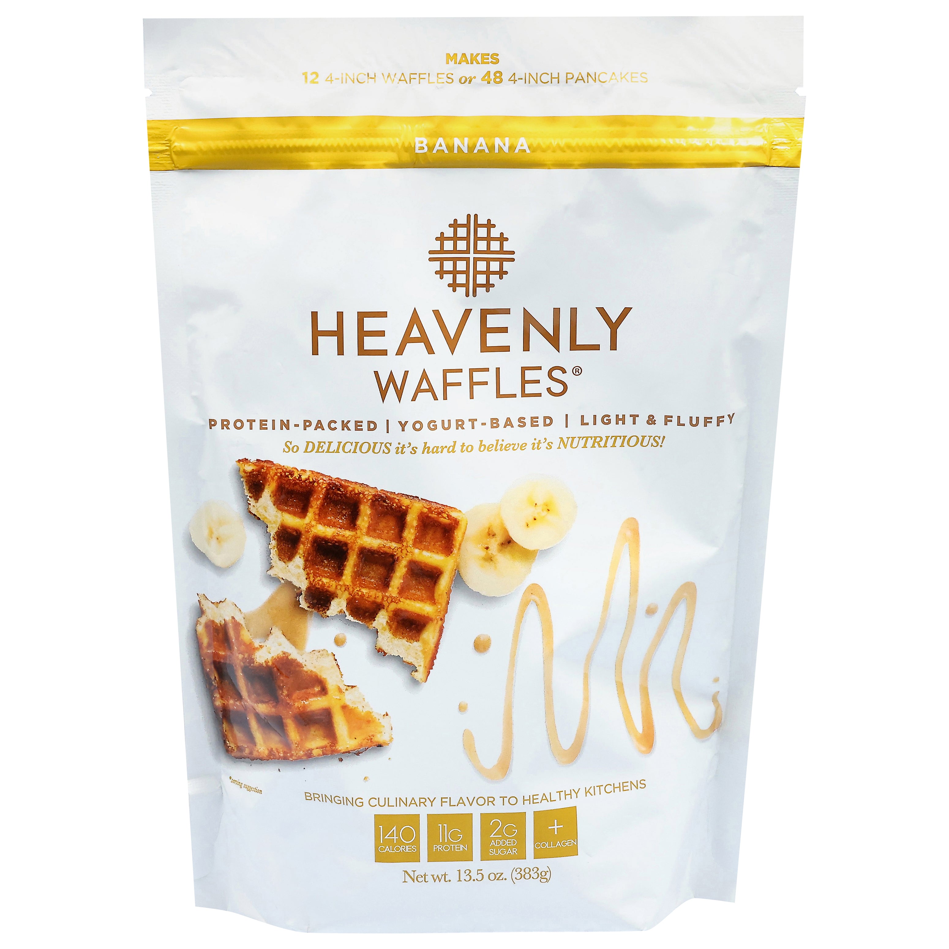 Heavenly Waffles Banana Waffle Mix 13.5 oz - Case of 6