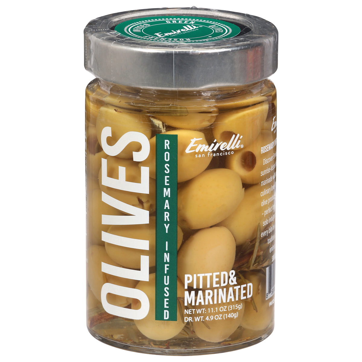 Emirelli Pitted & Marinated Rosemary Infused Olives 11.1 oz - Case of 6