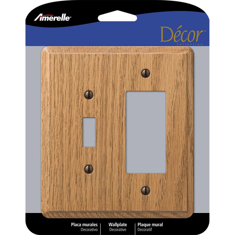 AMERELLE - Amerelle Contemporary Brown 2 gang Wood Decorator/Toggle Wall Plate 1 pk