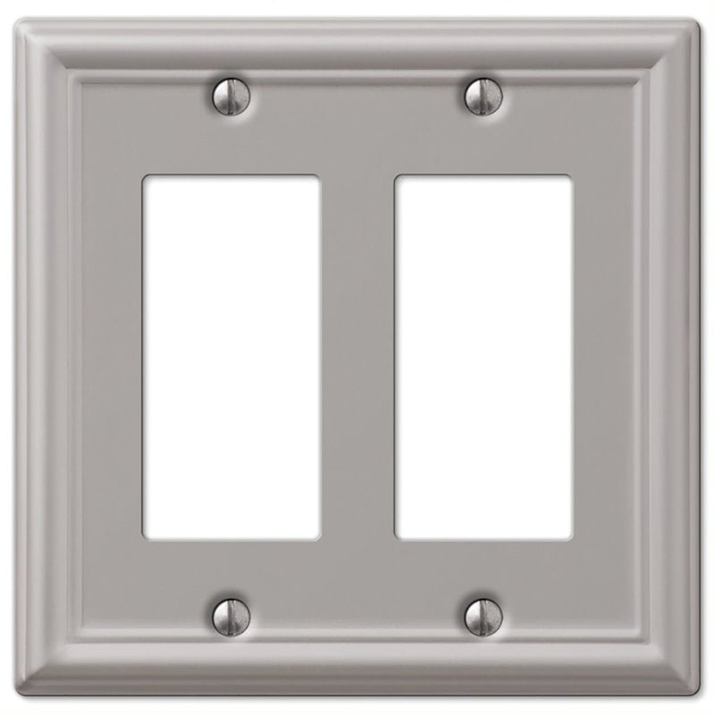 AMERELLE - Amerelle Chelsea Brushed Nickel 2 gang Stamped Steel Decorator Wall Plate 1 pk
