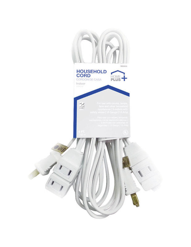 HOME PLUS - Home Plus Indoor 6 ft. L White Extension Cord 16/2 SPT-2