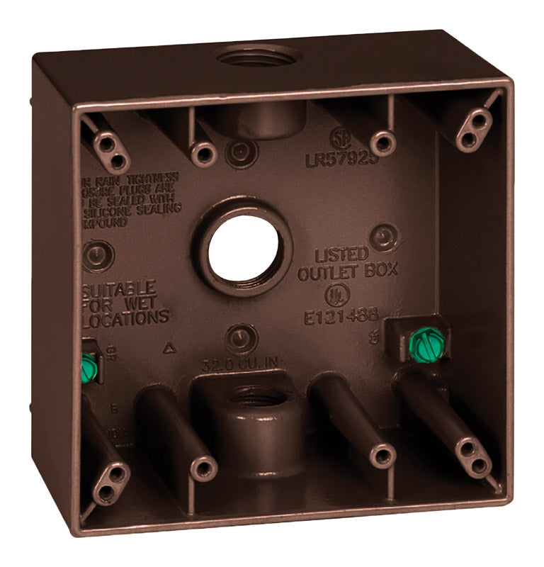 SIGMA ENGINEERED SOLUTIONS - Sigma Engineered Solutions New Work 31 cu in Square Metallic 2 gang Weatherproof Box Bronze