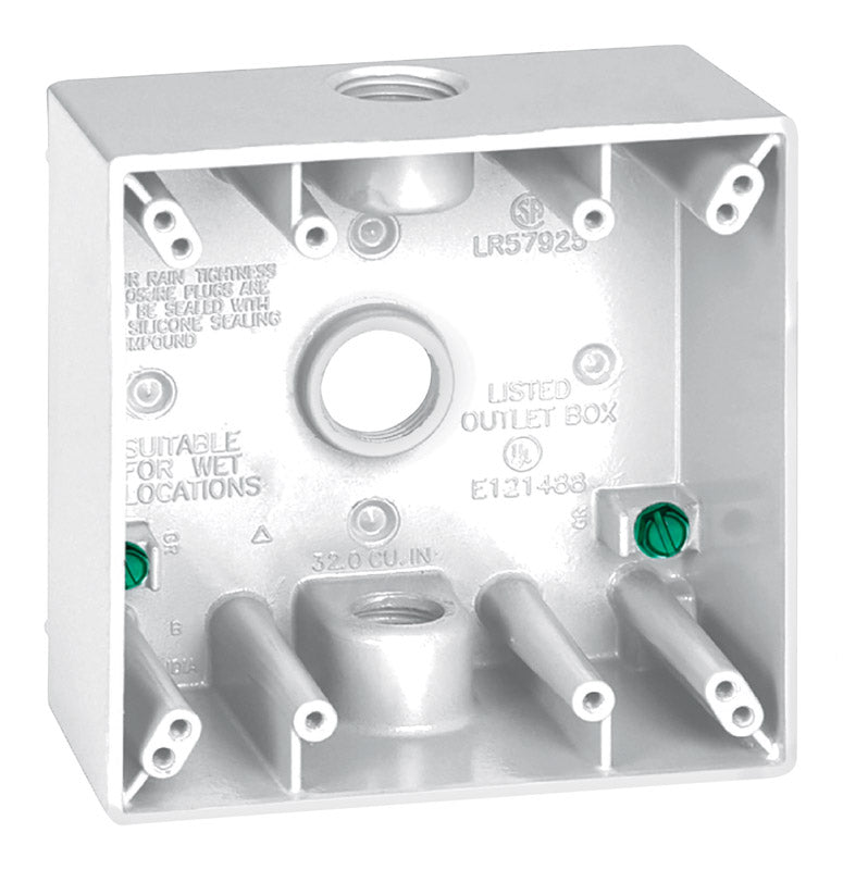 SIGMA ENGINEERED SOLUTIONS - Sigma Engineered Solutions New Work 31 cu in Square Die-Cast Metal 2 gang Weatherproof Box White