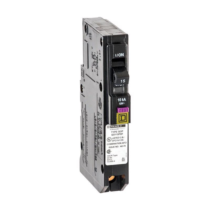 SQUARE D - Square D QO 15 amps Arc Fault/Ground Fault Single Pole Circuit Breaker [QO115PDFC]