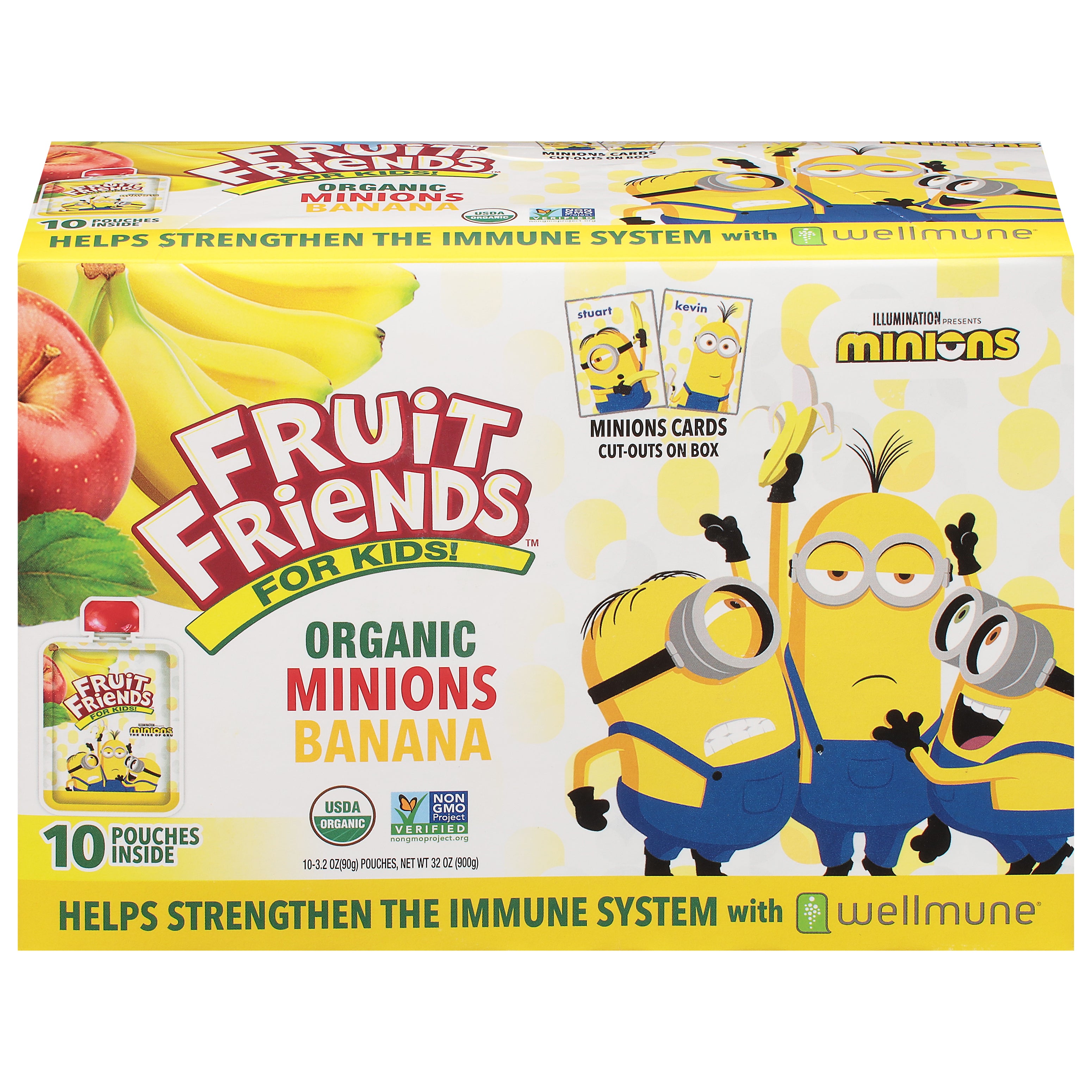 Fruit Friends For Kids! Organic Minions Banana Fruit Sauce 10 - 3.2 oz Pouches - Case of 4