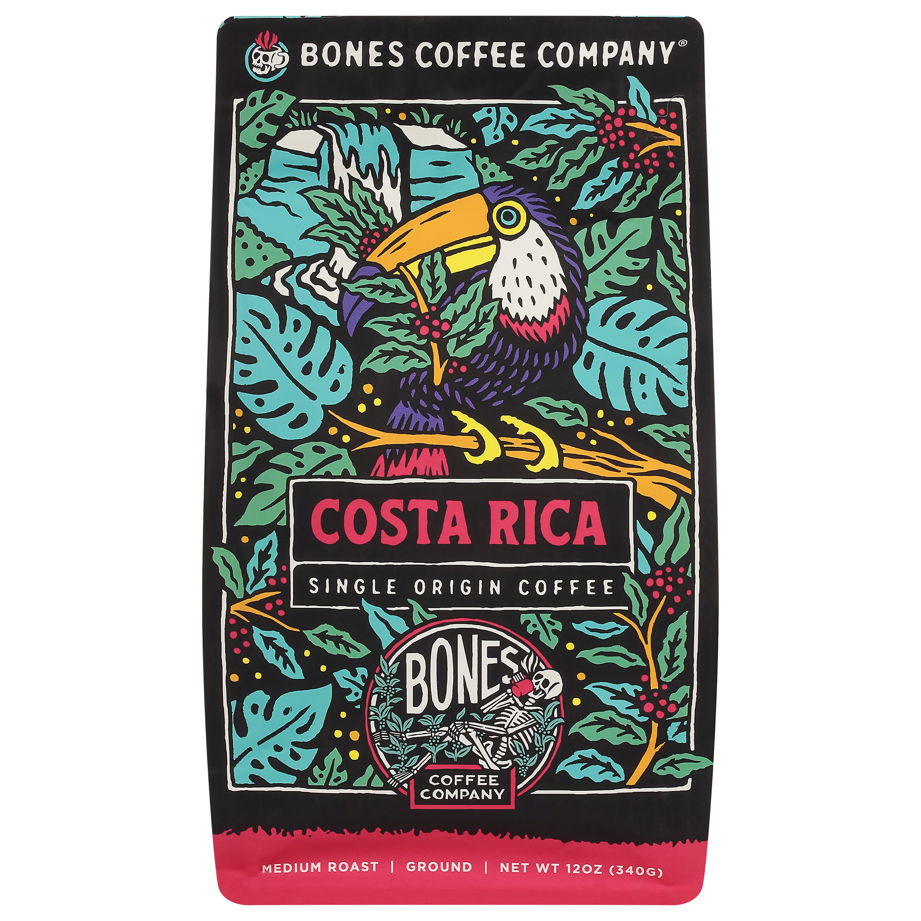 Bones Coffee Company Medium Roast Ground Costa Rica Coffee 12 oz - Case of 12