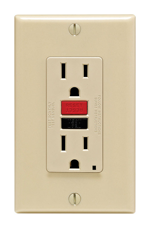 LEVITON - Leviton 15 amps 125 V Ivory GFCI Outlet 5-15R 1 pk