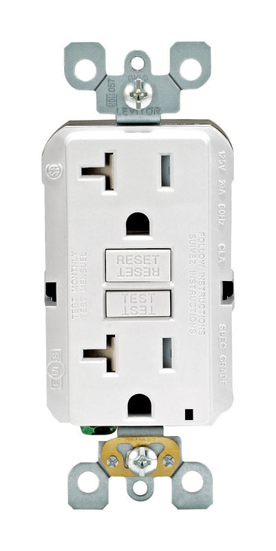LEVITON - Leviton 20 amps 125 V Duplex White GFCI Outlet 5-20R 1 pk