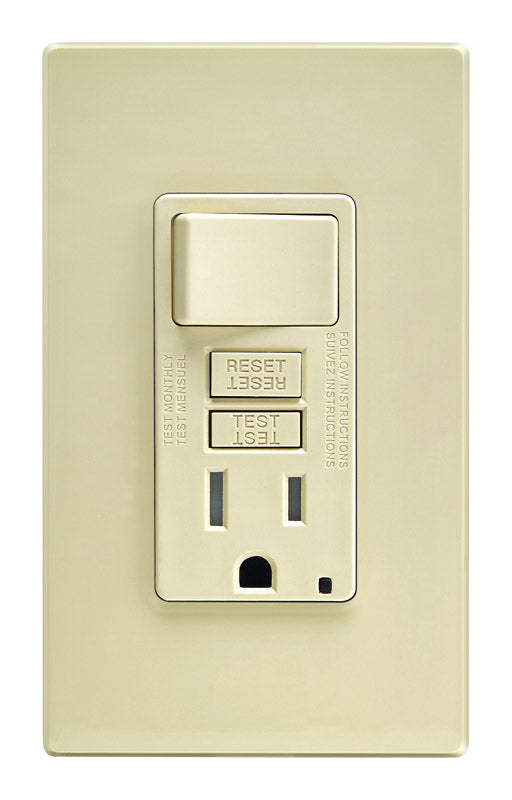 LEVITON - Leviton SmartlockPro 15 amps 125 V Ivory GFCI Outlet 5-15R 1 pk
