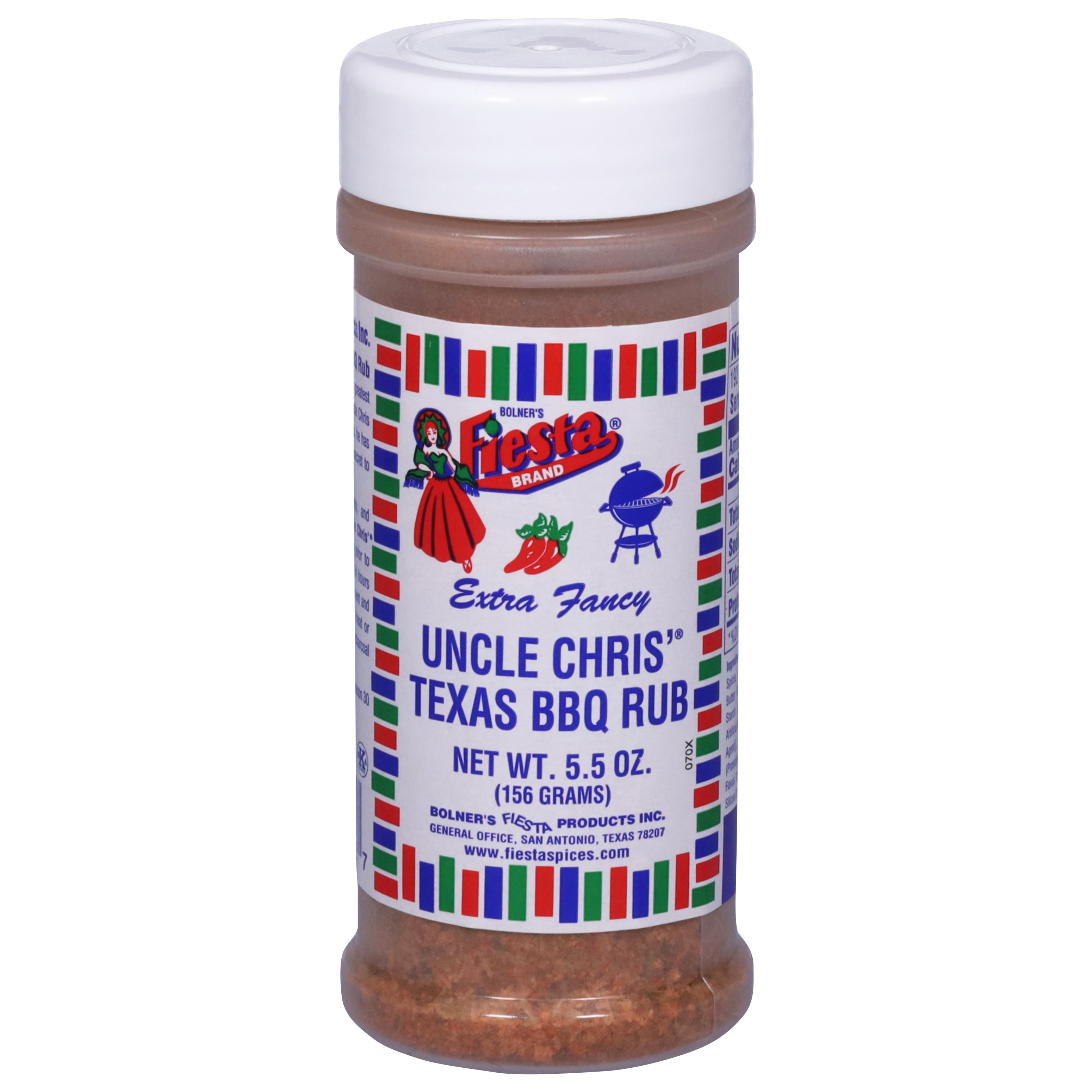Bolner's Fiesta Brand Extra Fancy Uncle Chris' Texas BBQ Rub 5.5 oz - Case of 6