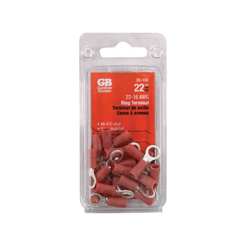 GARDNER BENDER - Gardner Bender 22-16 AWG Insulated Wire Ring Terminal Red 22 pk [20-102]