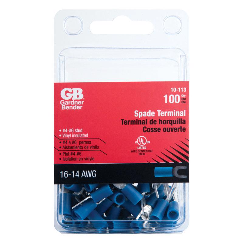 GARDNER BENDER - Gardner Bender 16-14 Ga. Insulated Wire Spade Terminal Blue 100 pk [10-113]