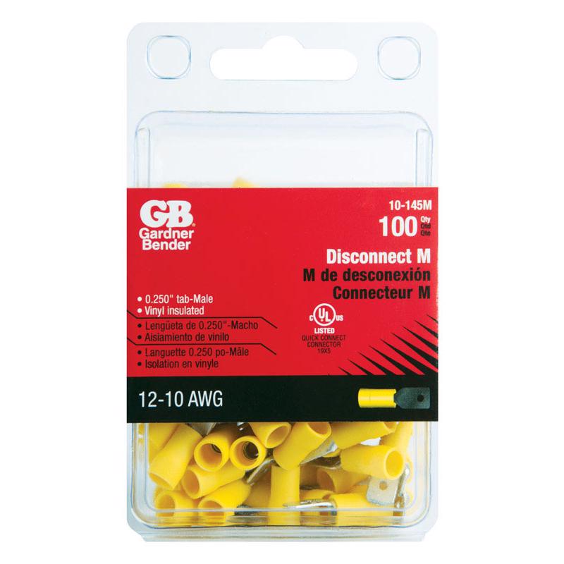 GARDNER BENDER - Gardner Bender 12-10 Ga. Insulated Wire Male Disconnect Yellow 100 pk