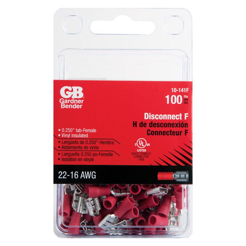 GARDNER BENDER - Gardner Bender 22-16 Ga. Insulated Wire Female Disconnect Red 100 pk