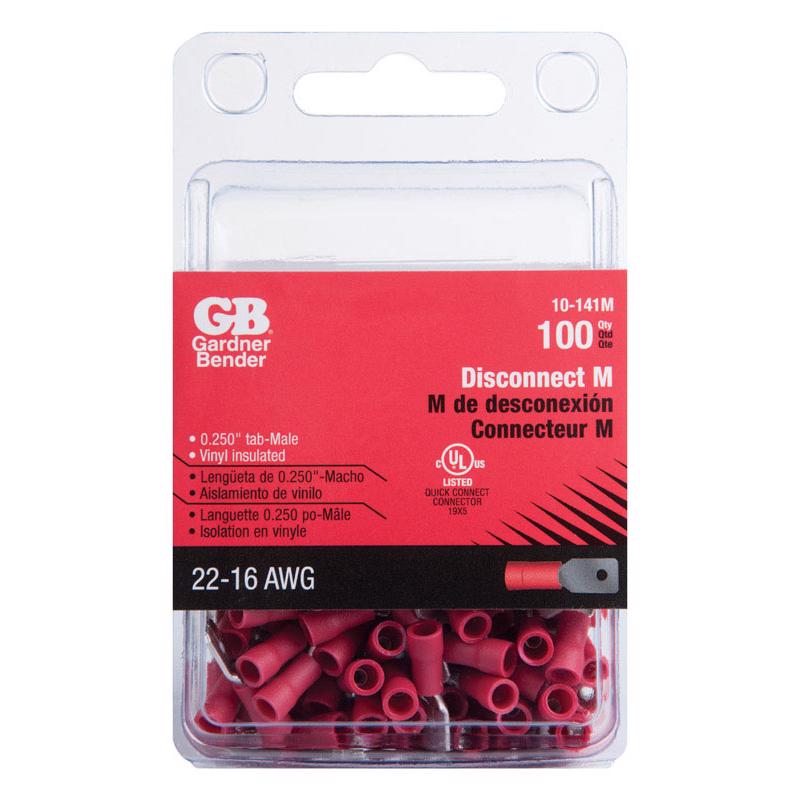 GARDNER BENDER - Gardner Bender 22-16 Ga. Insulated Wire Male Disconnect Red 100 pk
