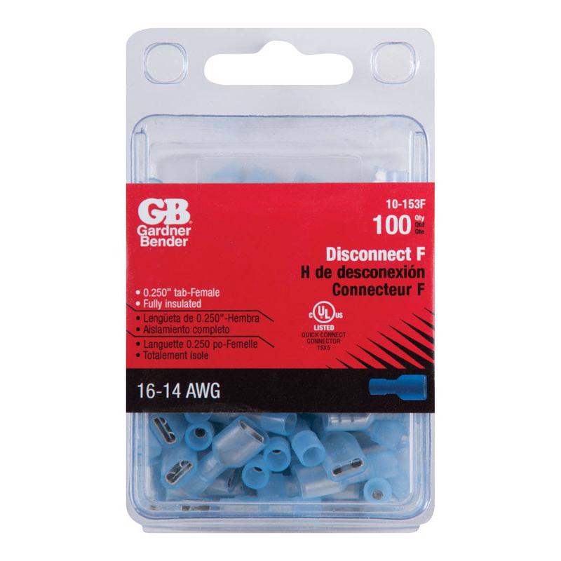 GARDNER BENDER - Gardner Bender 16-14 Ga. Insulated Wire Female Disconnect Blue 100 pk [10-153F]