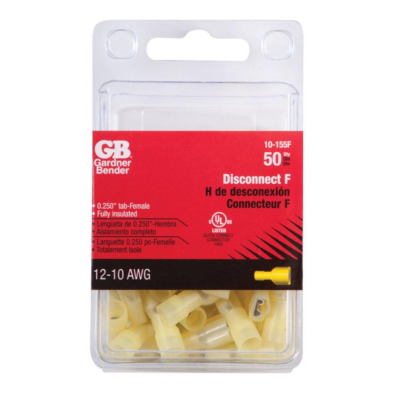 GARDNER BENDER - Gardner Bender 12-10 Ga. Insulated Wire Female Disconnect Yellow 50 pk