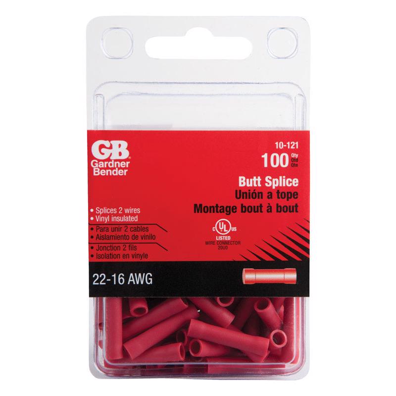 GARDNER BENDER - Gardner Bender 22-16 Ga. Insulated Wire Butt Splice Red 100 pk