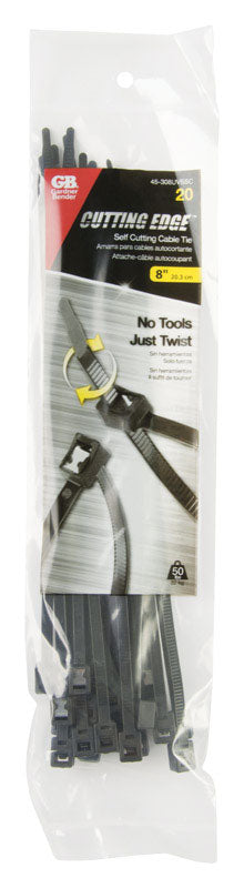 GARDNER BENDER - Gardner Bender 8 in. L Black Self-Cutting Cable Tie 20 pk