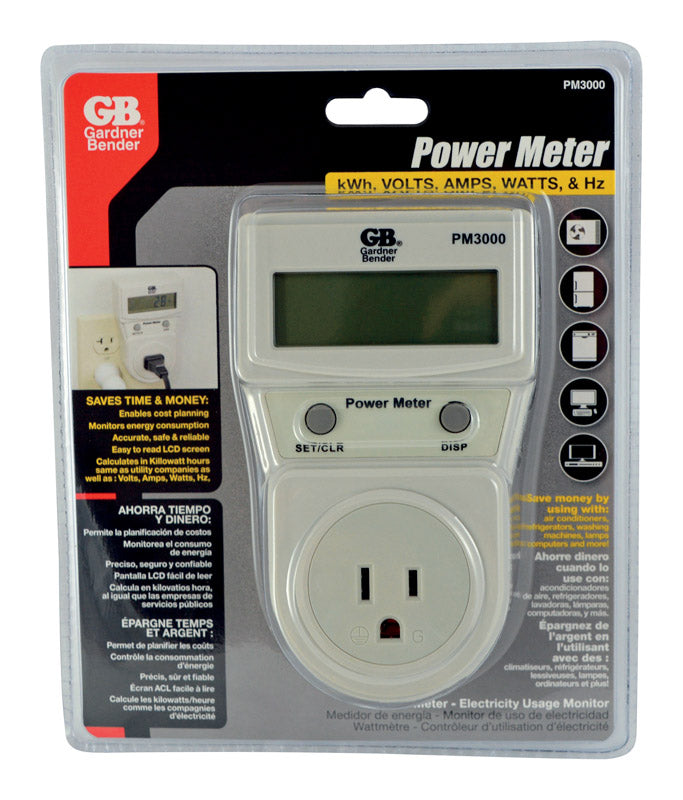 GARDNER BENDER - Gardner Bender Power Meter Calculates kW-h, volts, amps, watts and HZ Energy Consumption Monitor