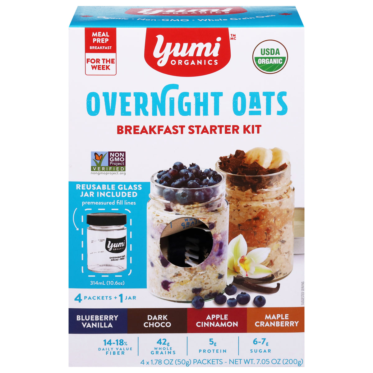 Yumi Organics Breakfast Starter Kit Overnight Oats 4 - 1.78 oz Packets - Case of 6