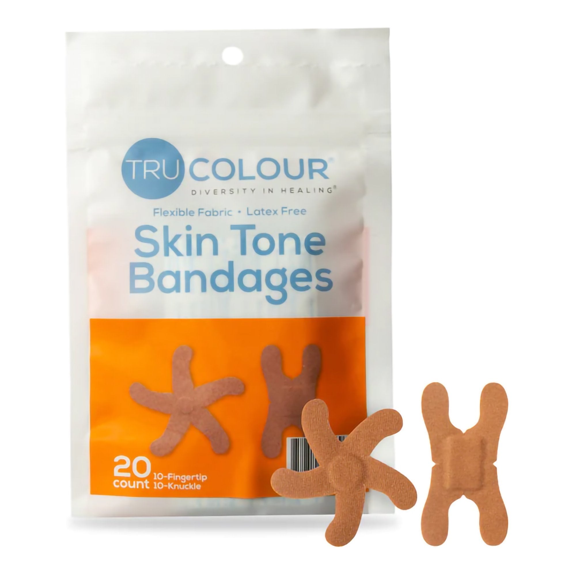 Tru-Colour Products LLC - Waterproof Adhesive Strip Tru-Colour® Assorted Sizes Fabric Knuckle / Fingertip Brown Sterile [20/PK]