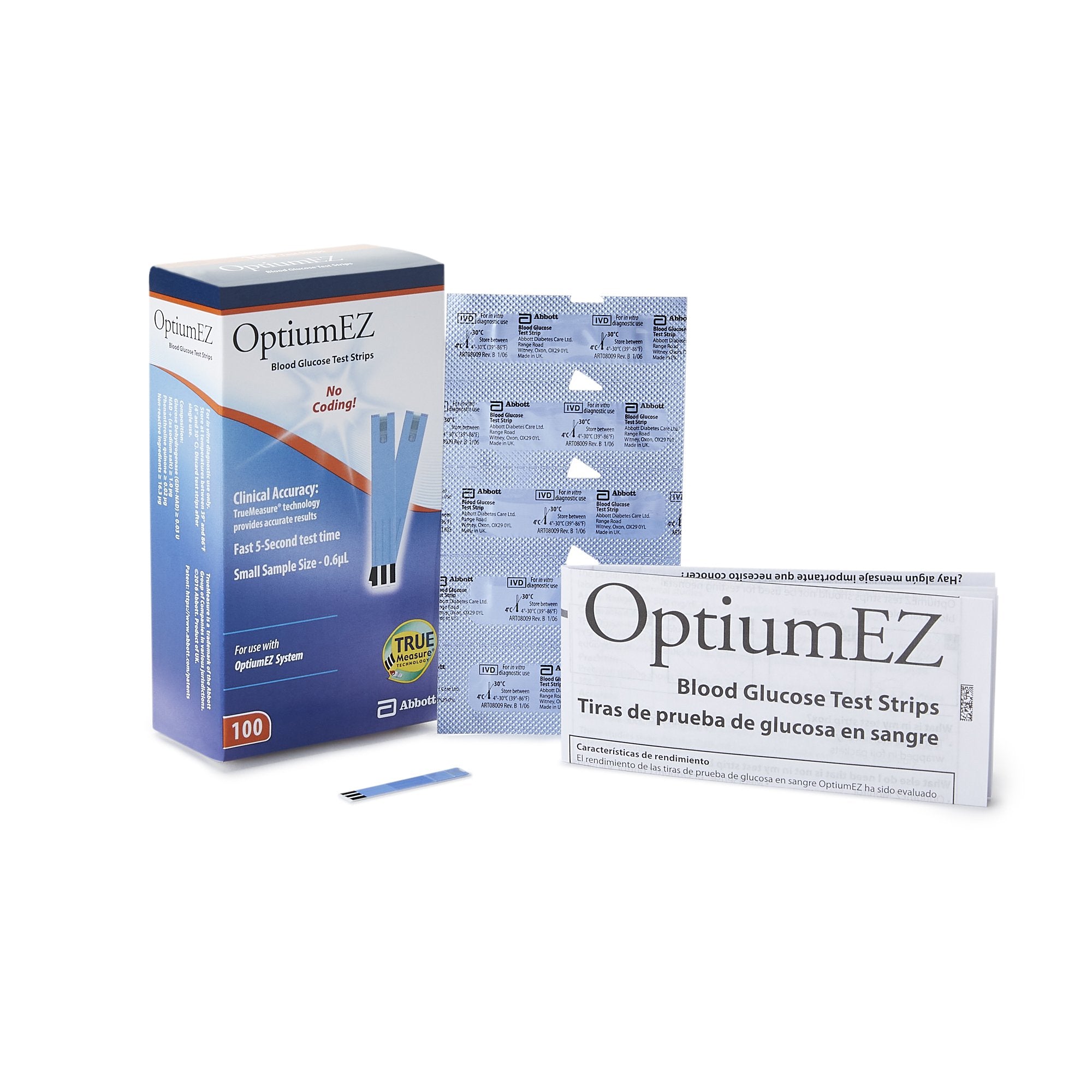 Abbott - Blood Glucose Test Strips Optium EZ® 100 Strips per Pack [100/BX]