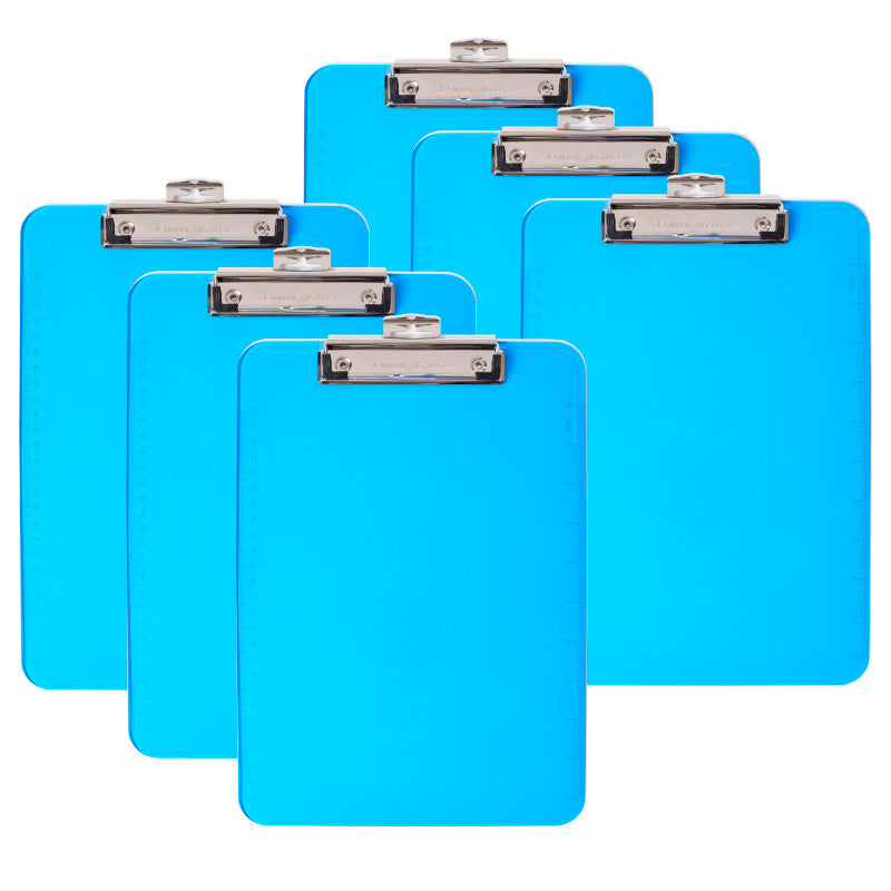 CHARLES LEONARD - Plastic Clipboard, Letter, Neon Blue, Pack of 6