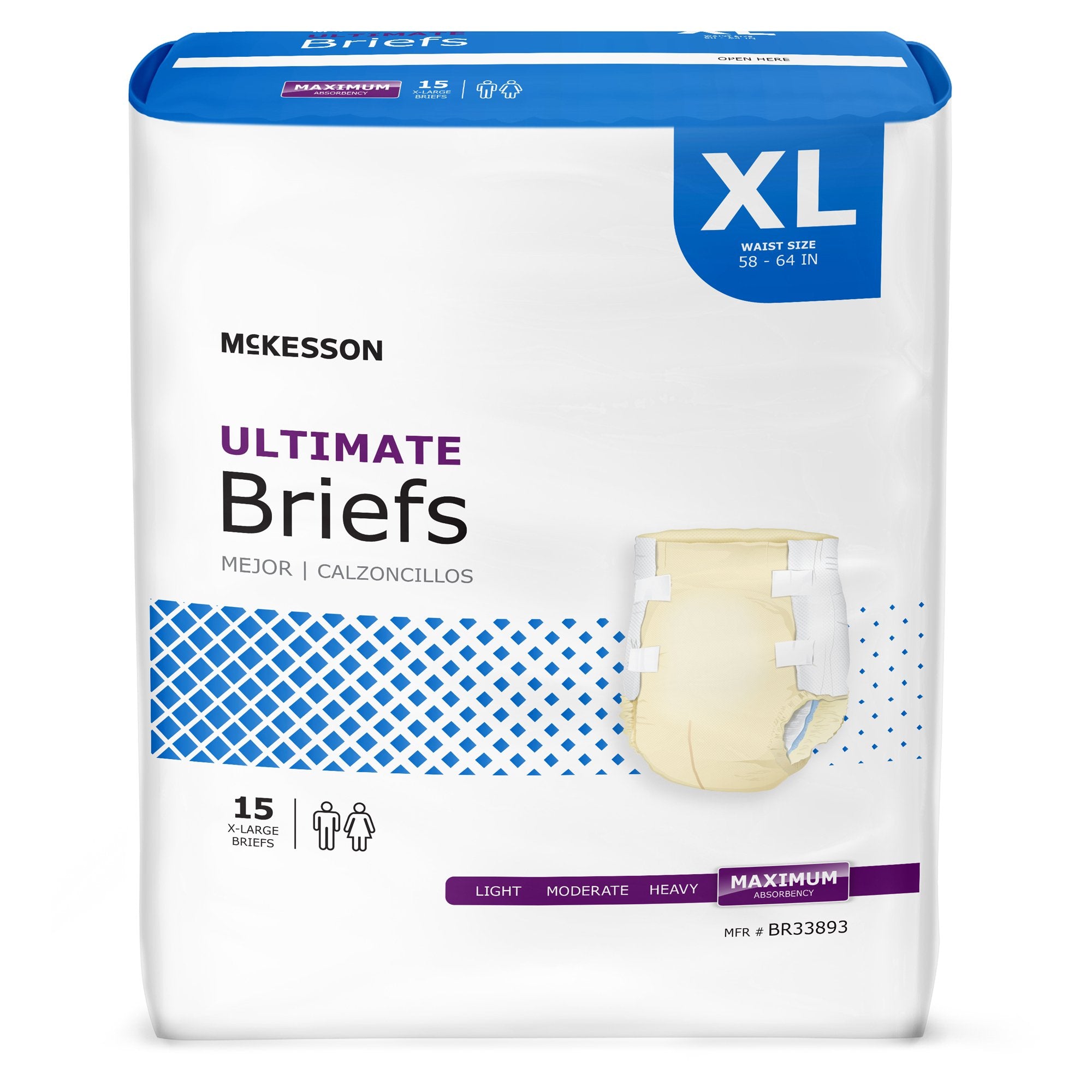 McKesson Brand - Unisex Adult Incontinence Brief McKesson X-Large Disposable Heavy Absorbency [15/BG]