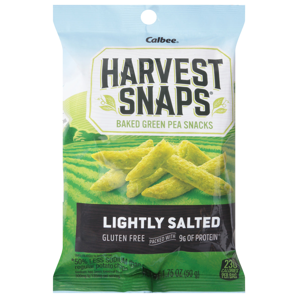 Harvest Snaps Baked Green Lightly Salted Green Pea Snacks 1.75 oz - Case of 8