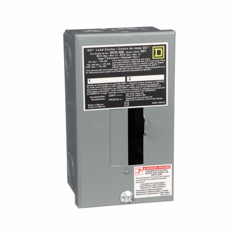 SQUARE D - Square D QO 30 amps 120/240 V 2 space 2 circuits Combination Mount Main Lug Load Center