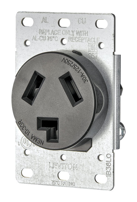 LEVITON - Leviton 30 amps 125/250 V Duplex Black Outlet 10-30R 1 pk