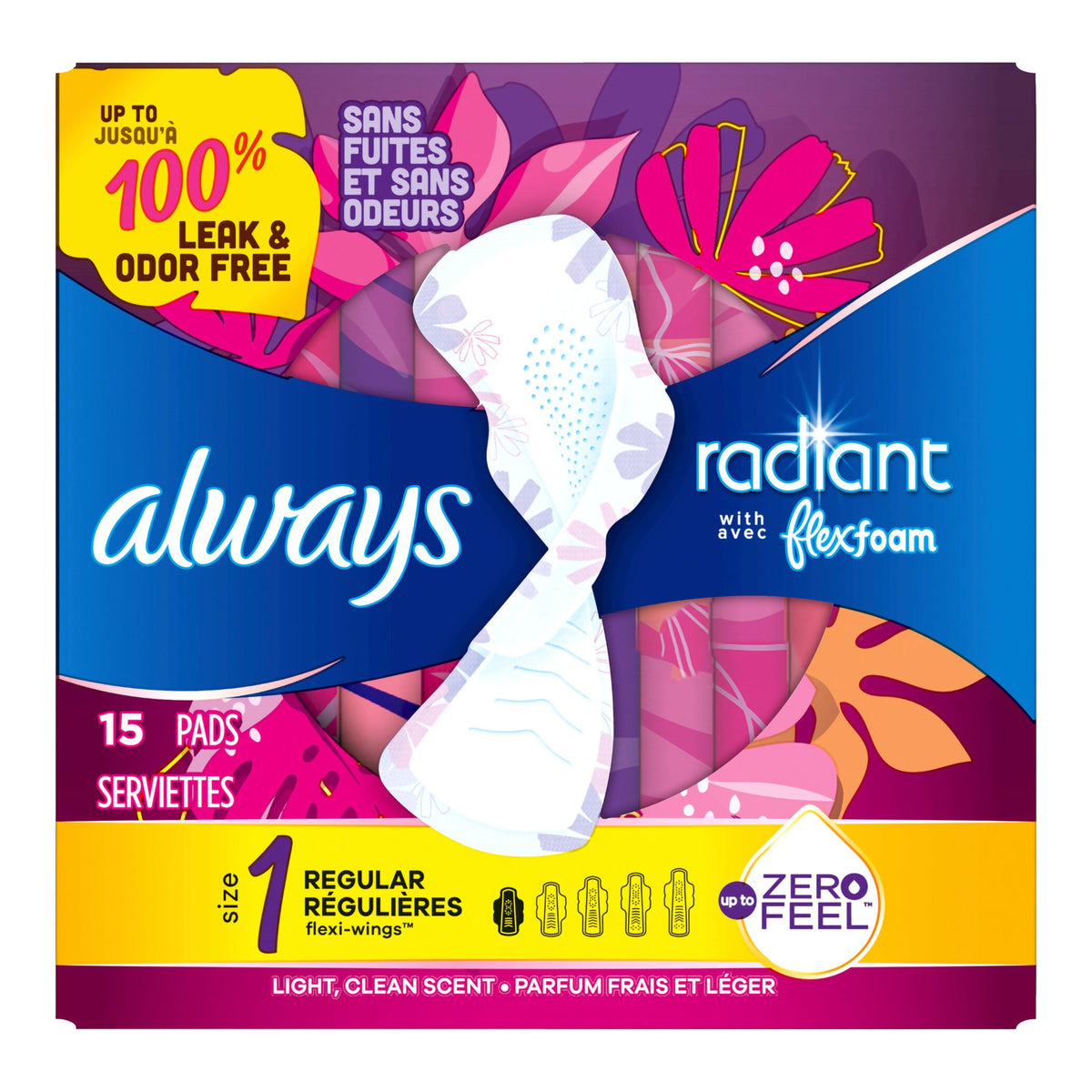 Procter & Gamble - Feminine Pad Always® Radiant with FlexFoam With Wings Regular Absorbency [15/BX]