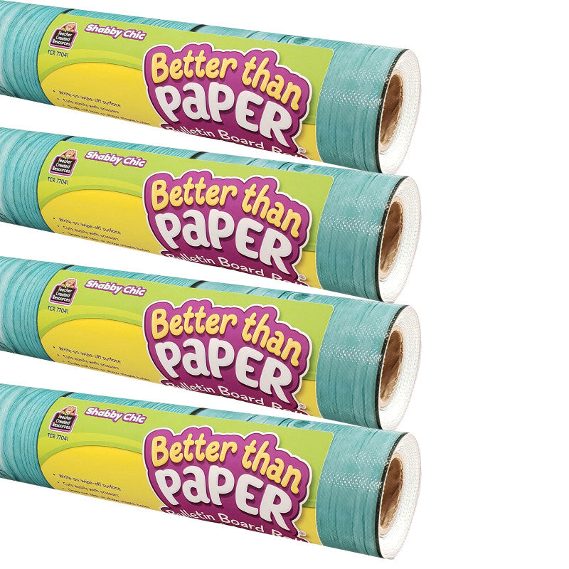 TEACHER CREATED RESOURCES - Better Than Paper® Bulletin Board Roll, 4' x 12', Shabby Chic, Pack of 4