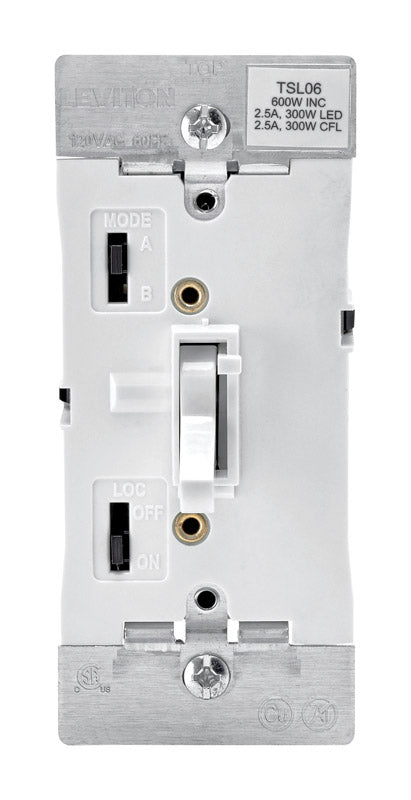 LEVITON - Leviton White 600 W Toggle Dimmer Switch 1 pk