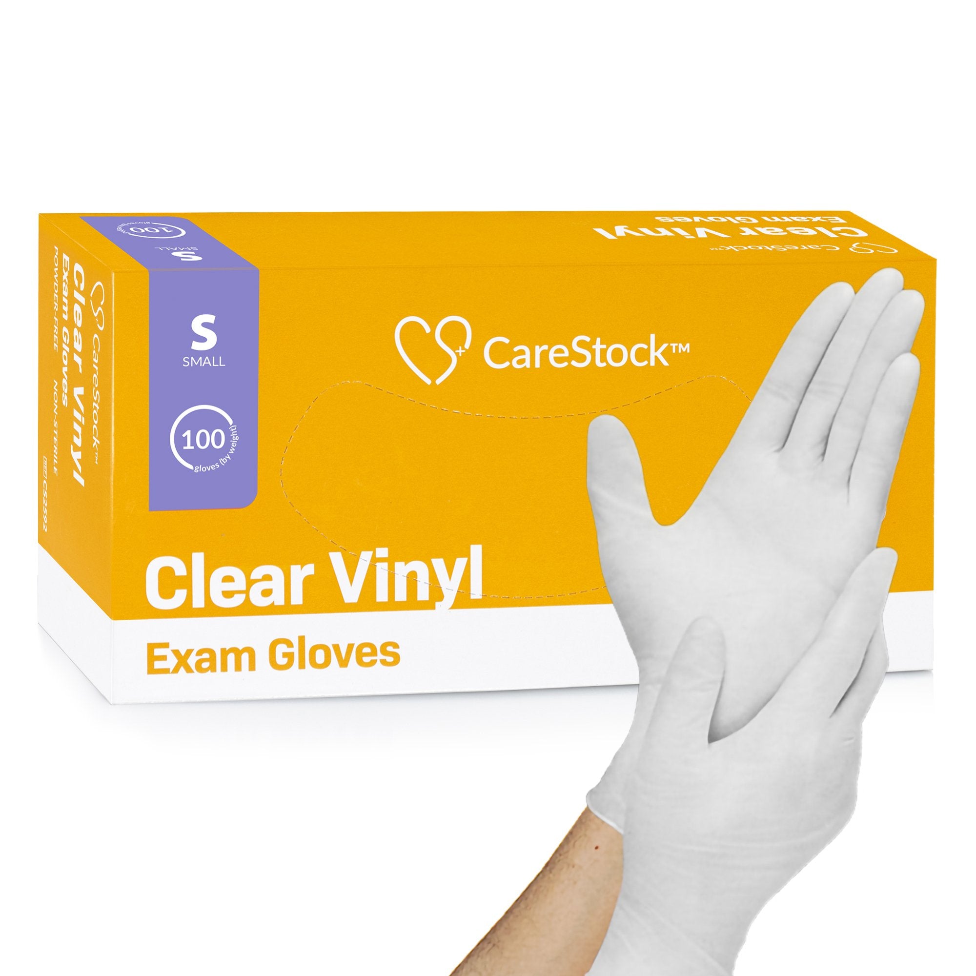 CareStock - Exam Glove CareStock™ Small NonSterile Vinyl Standard Cuff Length Smooth Clear Not Rated [100/BX]