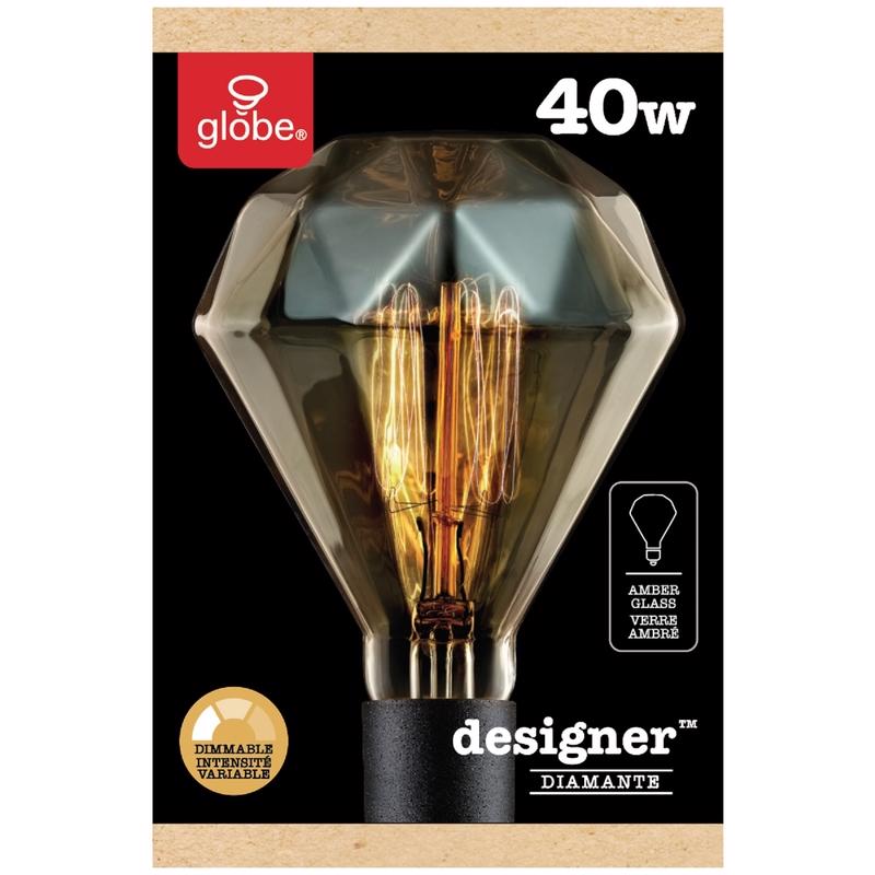 GLOBE ELECTRIC - Globe Electric Designer Diamante 40 W BR30 Decorative Incandescent Bulb E26 (Medium) Amber 1 pk