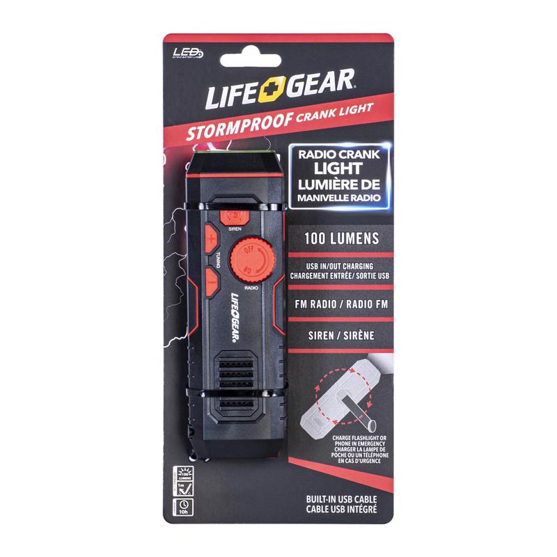 LIFE+GEAR - Life+Gear 30 lm Red LED Crank Radio/Flashlight