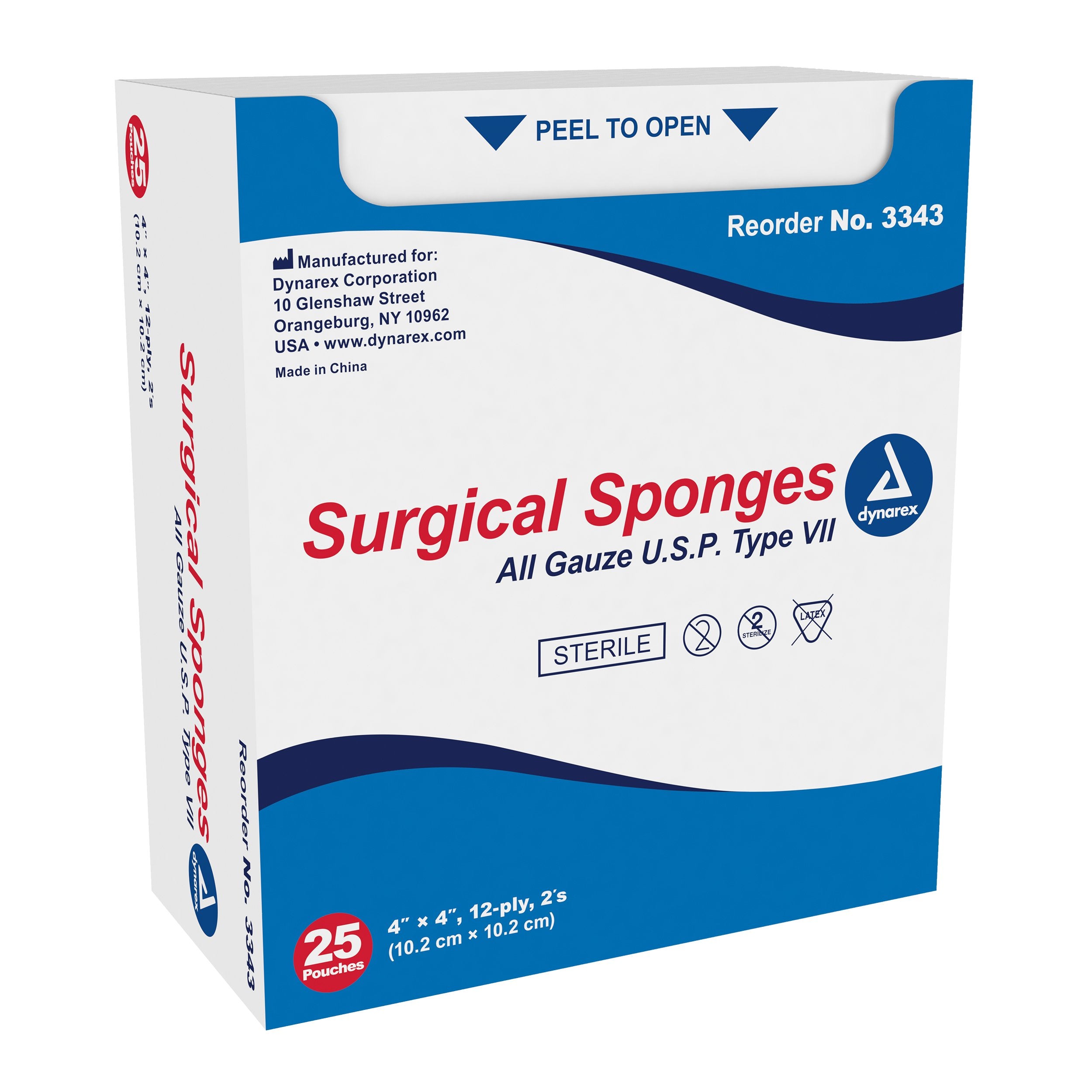 Dynarex - Gauze Sponge Dynarex® 4 X 4 Inch 12-Ply Sterile 2 per Pack [1/BX]