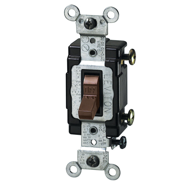 LEVITON - Leviton 20 amps Single Pole Toggle AC Quiet Switch Brown 1 pk