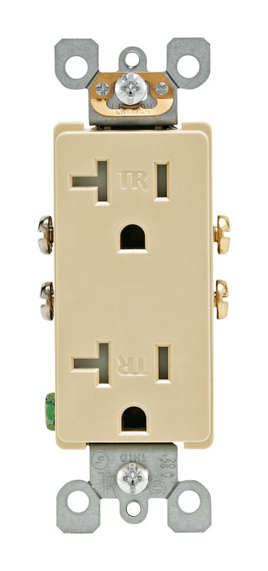 LEVITON - Leviton Decora 20 amps 125 V Duplex Ivory Outlet 5-20R 1 pk