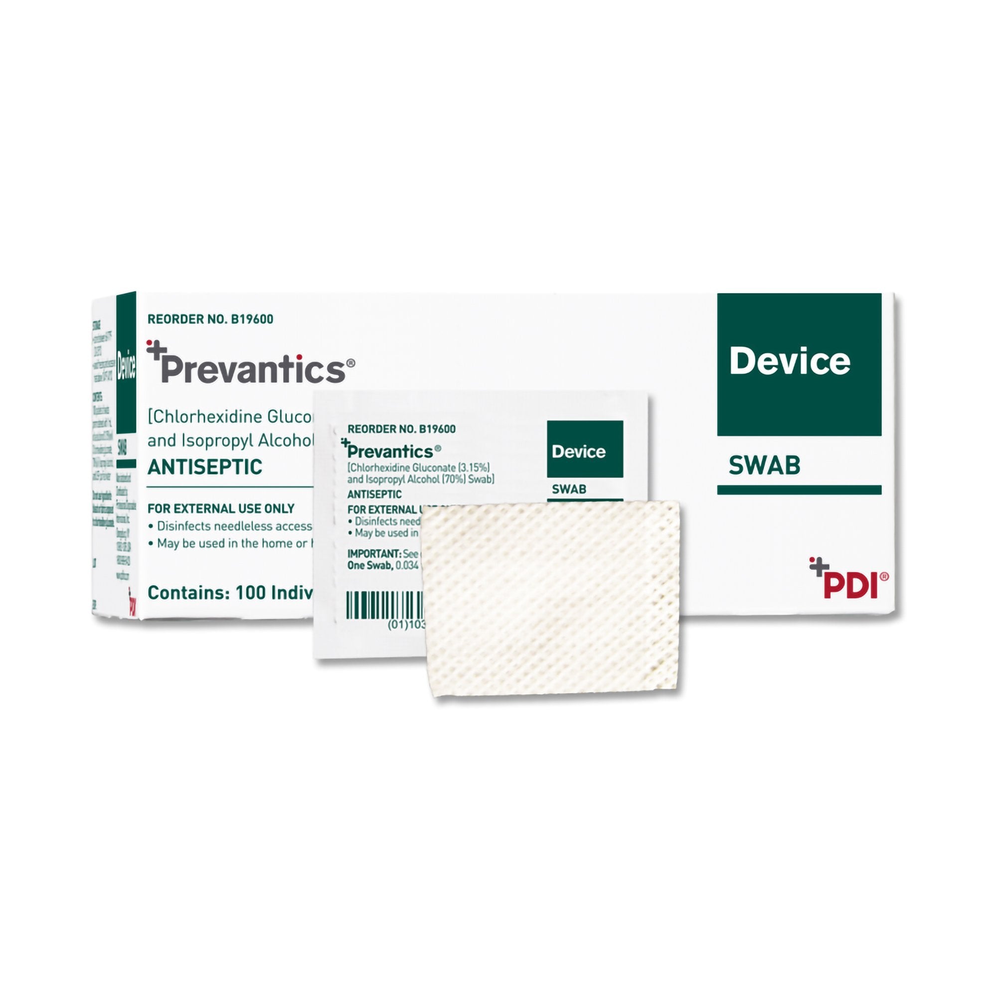 Professional Disposables - Device Swab Prevantics® 3.15% / 70% Strength CHG (Chlorhexidine Gluconate) / Isopropyl Alcohol Individual Packet NonSterile [100/BX]
