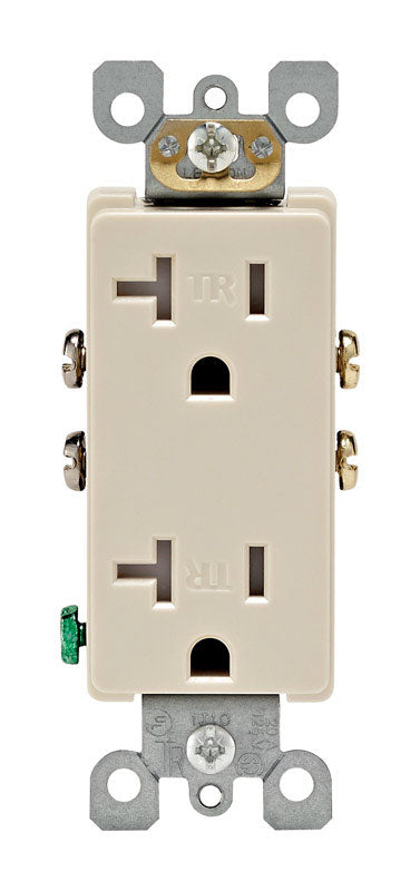 LEVITON - Leviton Decora 20 amps 125 V Duplex Light Almond Tamper Resistant Outlet 5-20R 1 pk