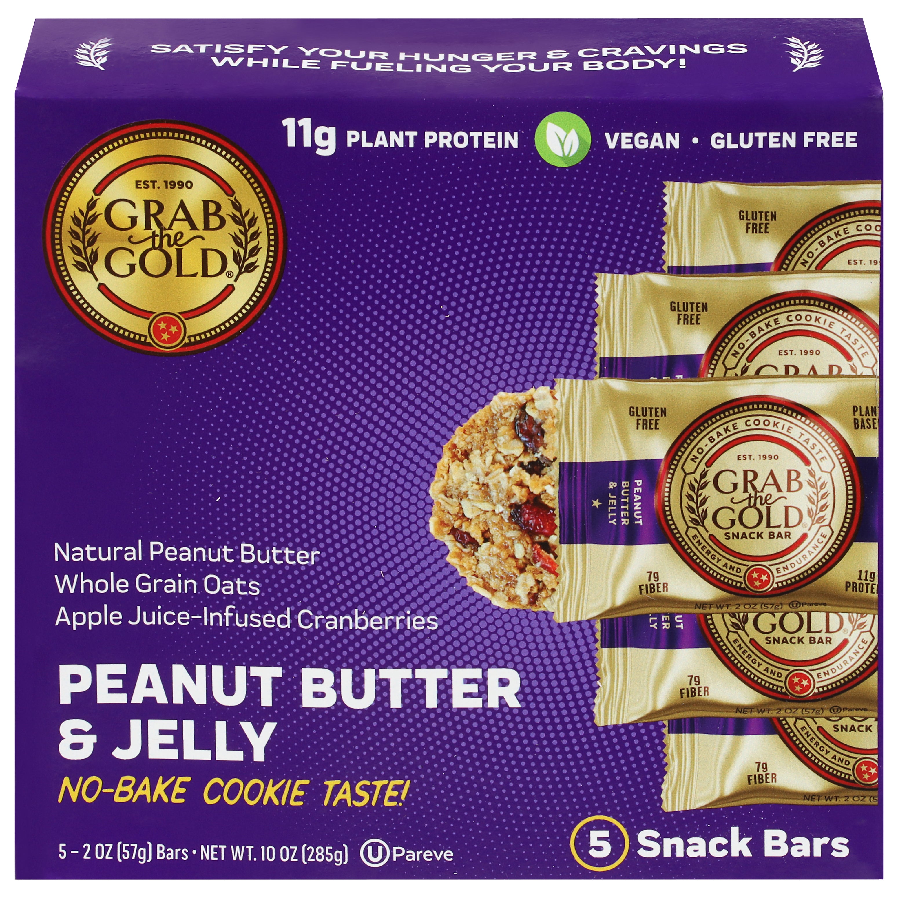 Grab The Gold Peanut Butter & Jelly Snack Bars 5 - 2 oz Wrappers - Case of 6