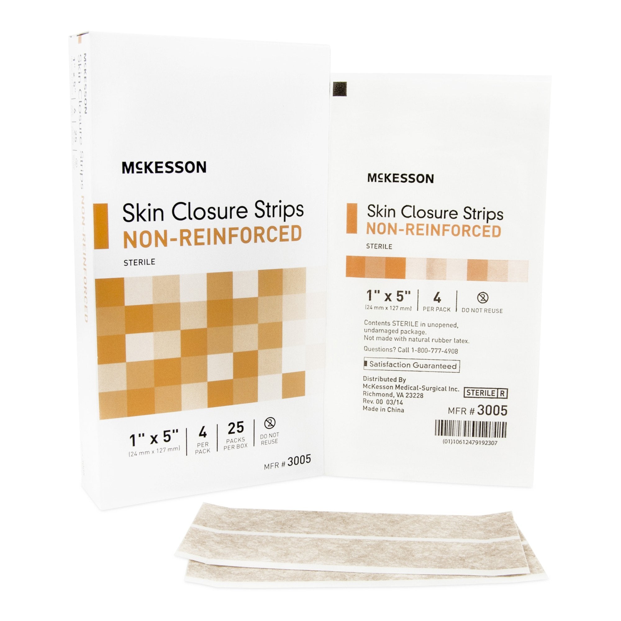 McKesson Brand - Skin Closure Strip McKesson 1 X 5 Inch Nonwoven Material Flexible Strip Tan [25/BX]