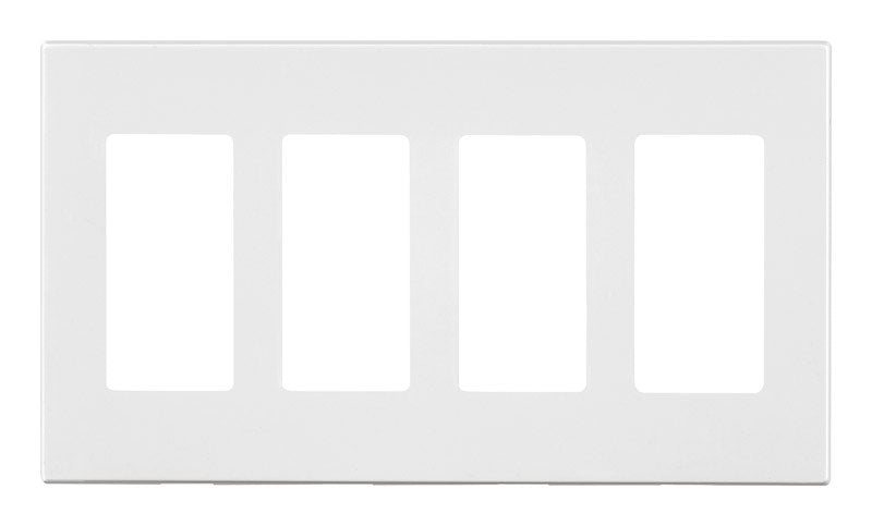 DECORA - Leviton White 4 gang Polycarbonate Decorator Screwless Wall Plate 1 pk