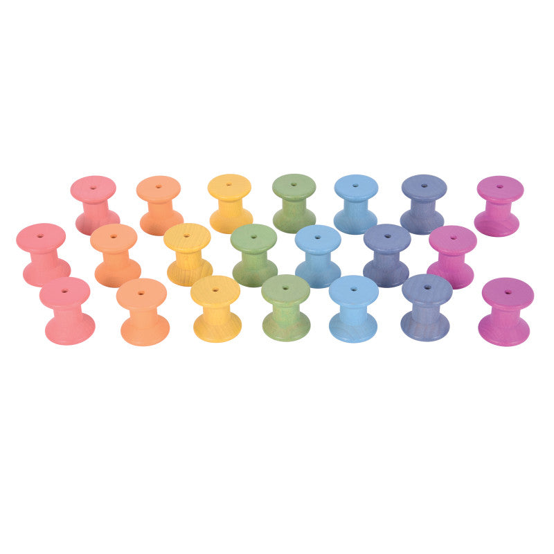 TICKIT - Rainbow Wooden Spools - Set of 21