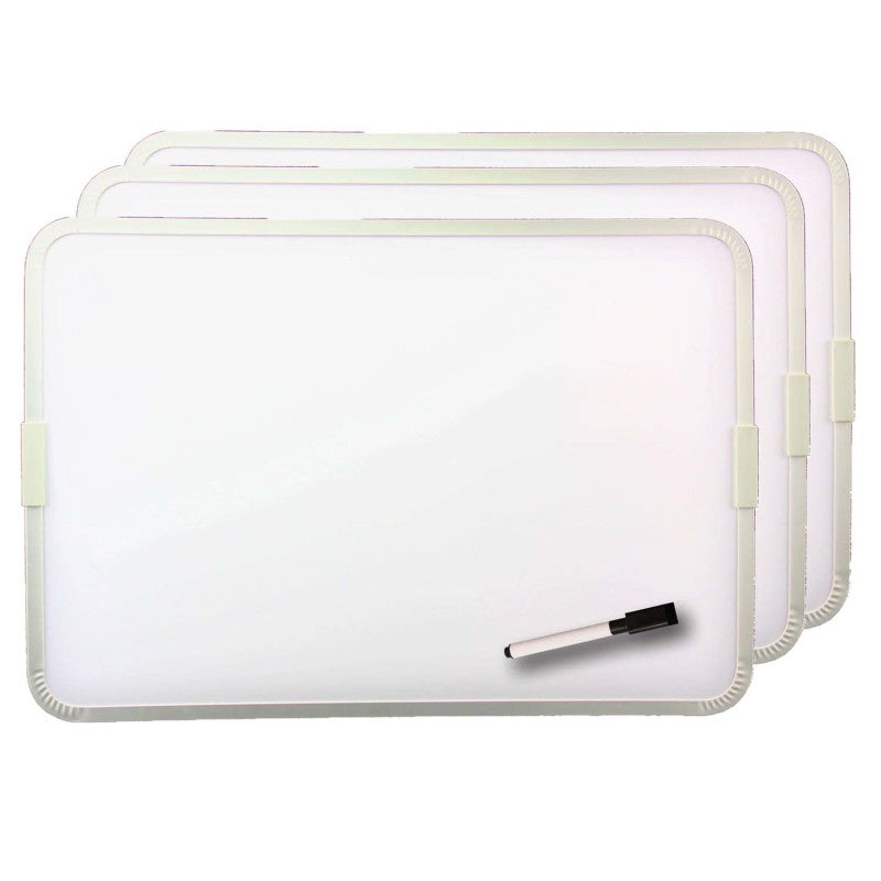 FLIPSIDE PRODUCTS - Two-Sided Aluminum Framed, Magnetic Dry Erase Board with Pen, 12" x 17.5", Pack of 3