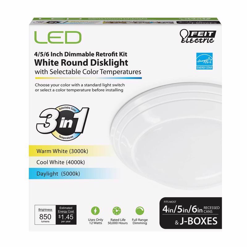 FEIT - Feit White 4, 5 and 6 in. W LED Disklight Retrofit Kit 12 W