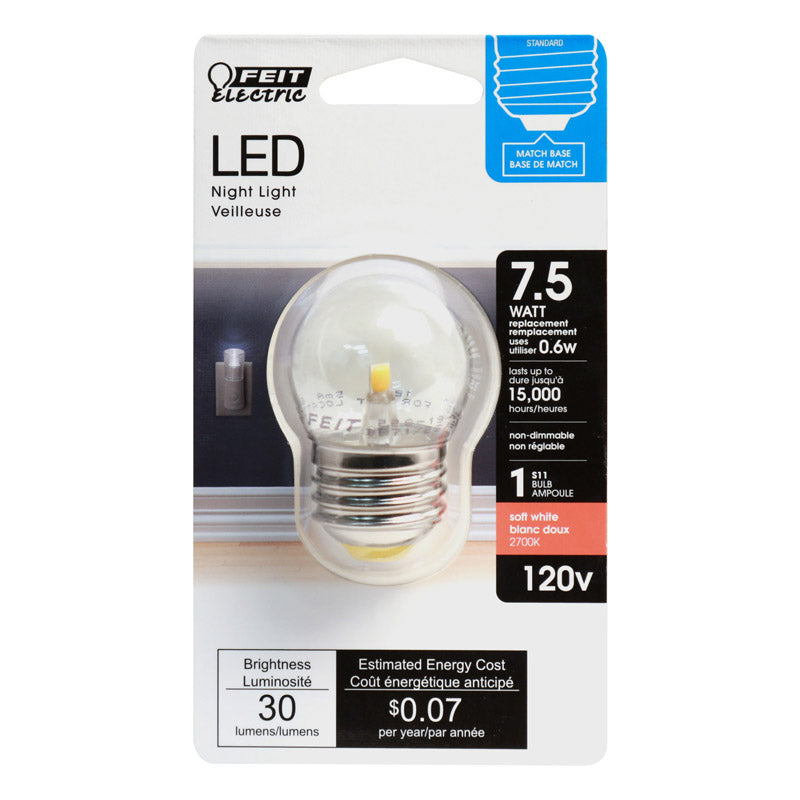 FEIT - Feit S11 E26 (Medium) LED Bulb Soft White 7.5 Watt Equivalence 1 pk